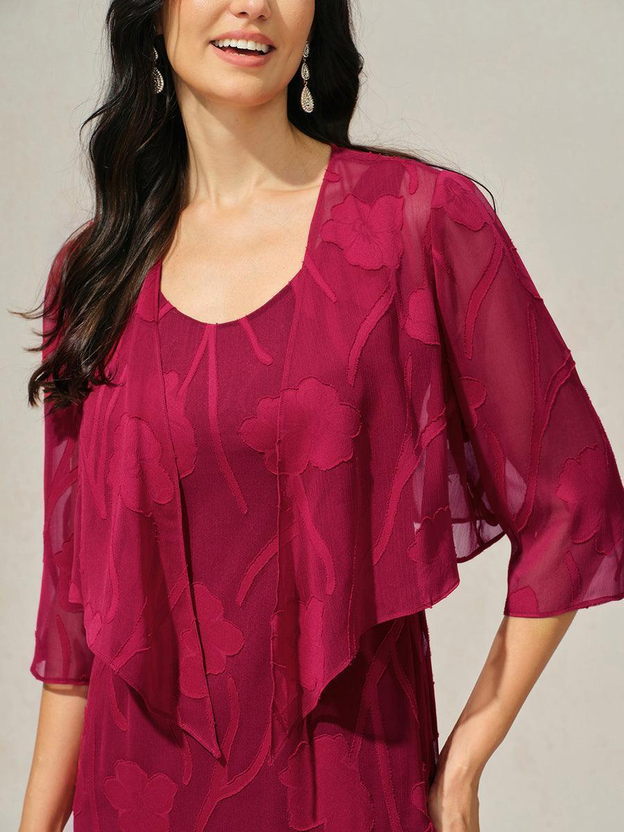 Cardigan à manches 3/4 en mousseline transparente à fleurs