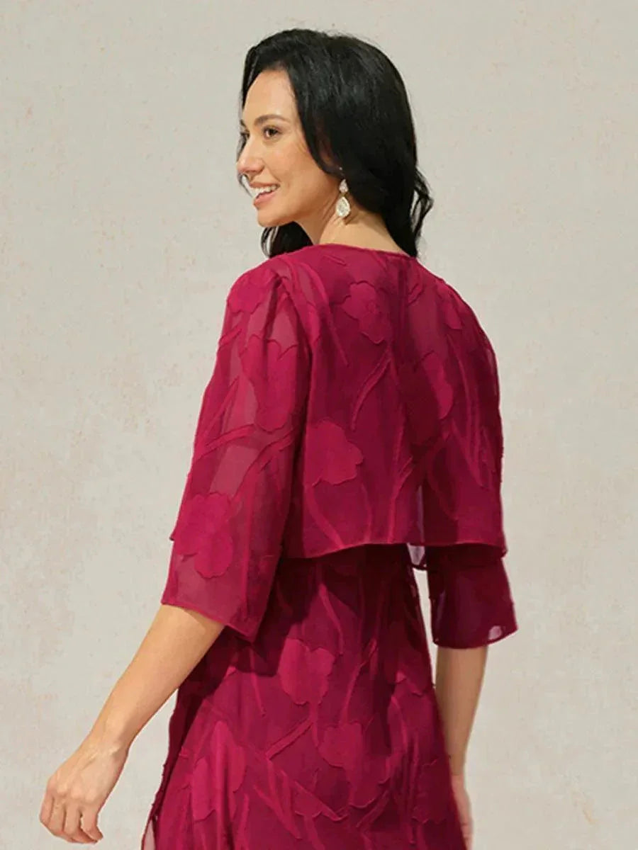 花卉透紗七分袖披肩