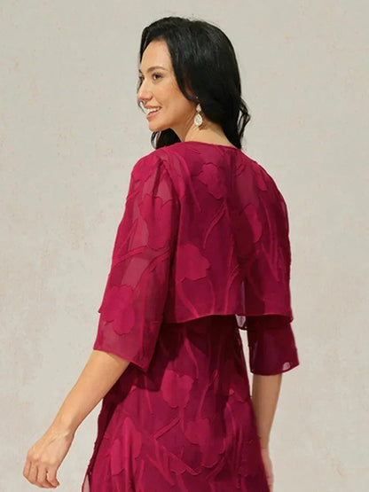 花卉透紗七分袖披肩