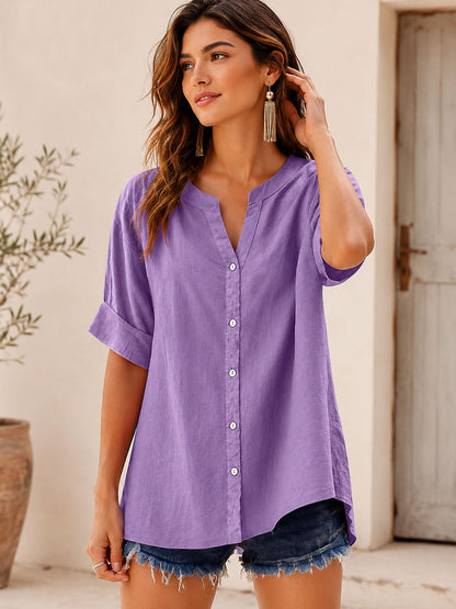100% Cotton V Neck Blouse