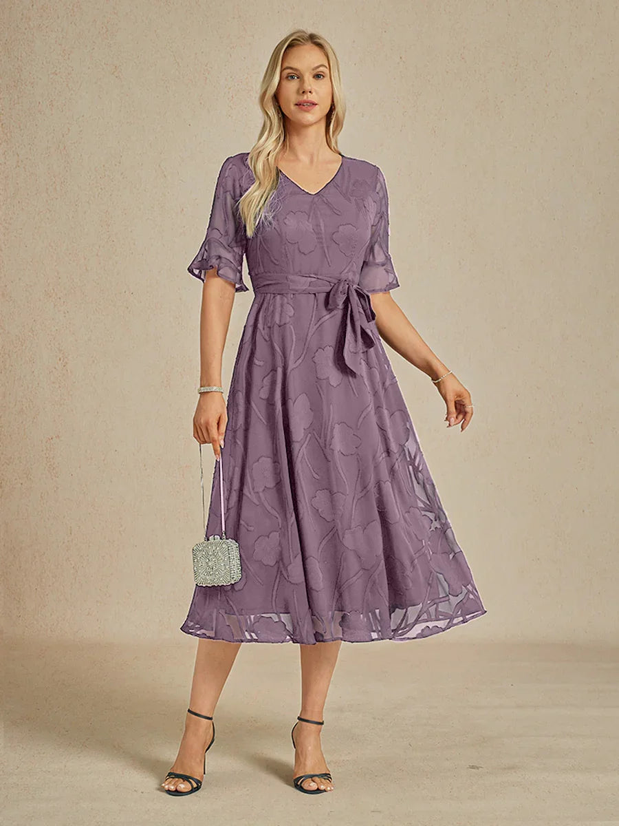 Ruffle Flutter Lace Maxi Dress