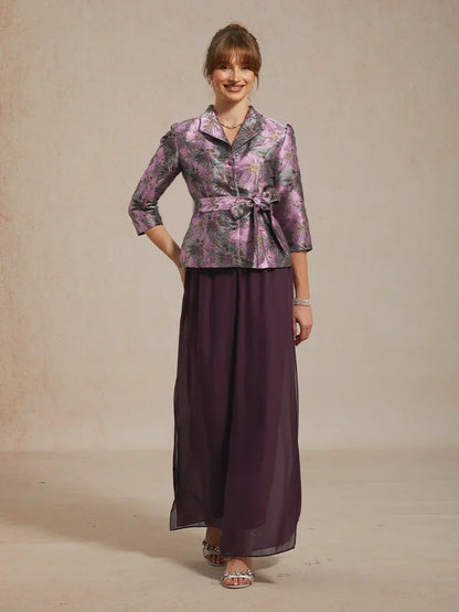 Pantalon droit avec superposition en chiffon à fente sur la jambe