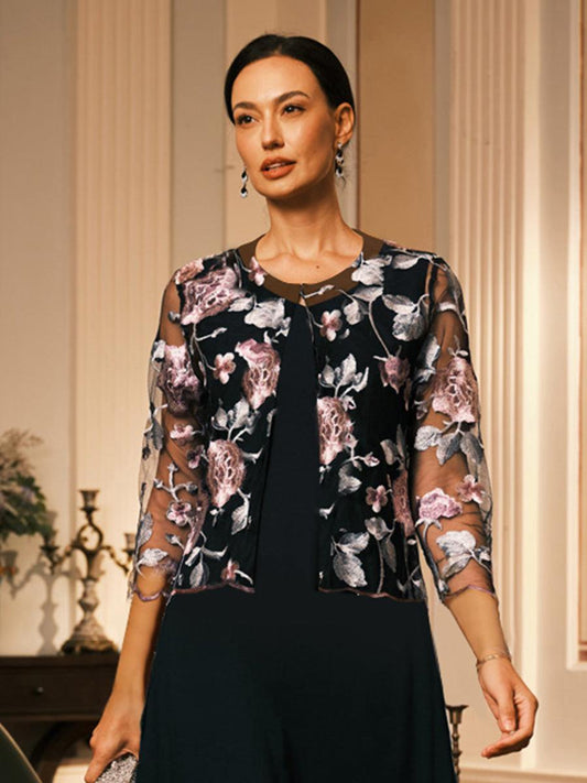 Floral Embroidered Mesh Jacket