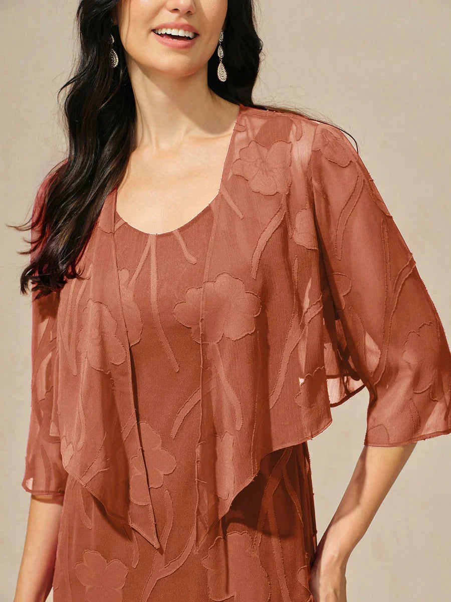 Floral Sheer Chiffon 3/4 Sleeve Shrug