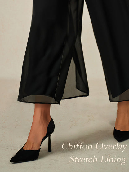 Schlichte Hose mit weitem Bein und hoher Taille