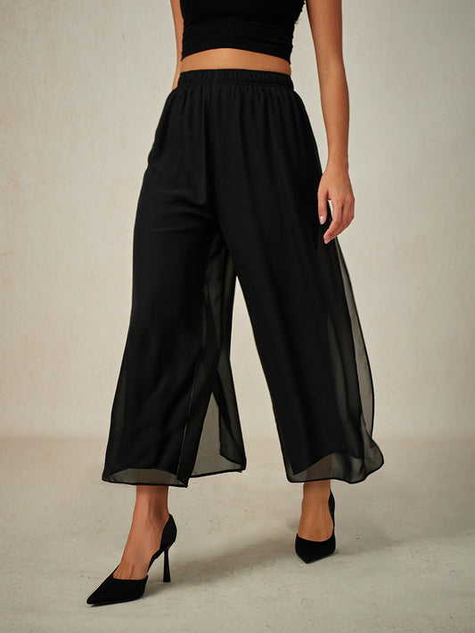 Schlichte Hose mit weitem Bein und hoher Taille