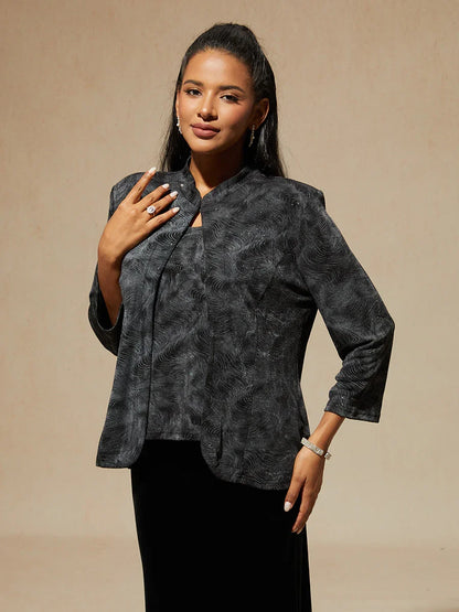 Glitter Knit Mandarin Jacket and Tank Twinset