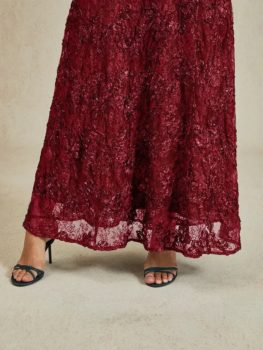 A-Linien-Kleid aus Rosettenspitze mit Paillettenverzierung