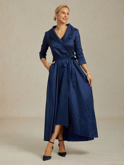 Stretch Taffeta Cocktail Dress with Tie Belt