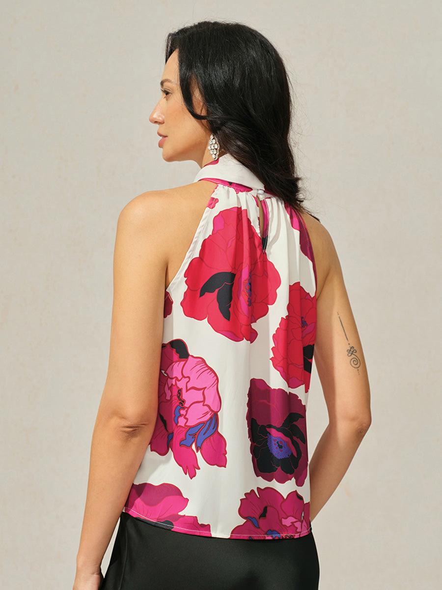 Satin Floral Halter Neck Top