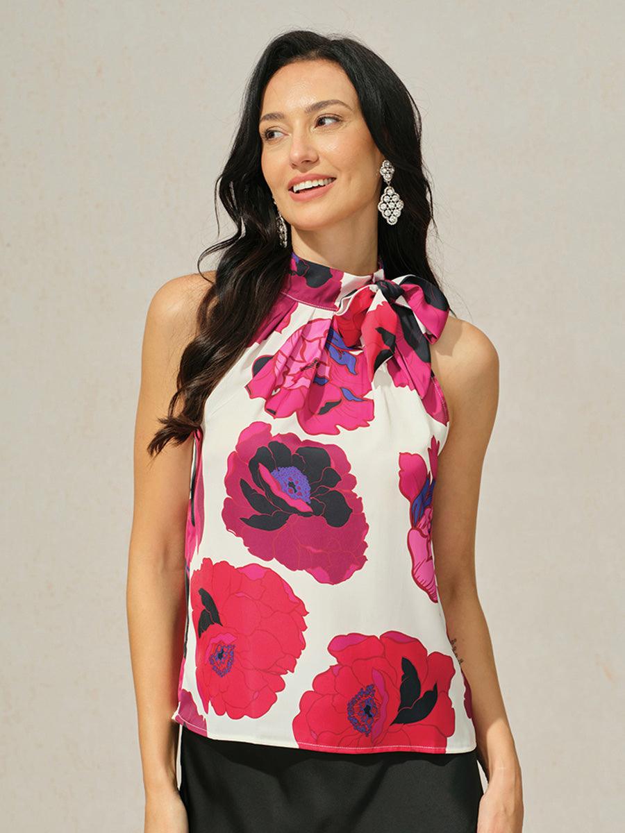 Satin Floral Halter Neck Top