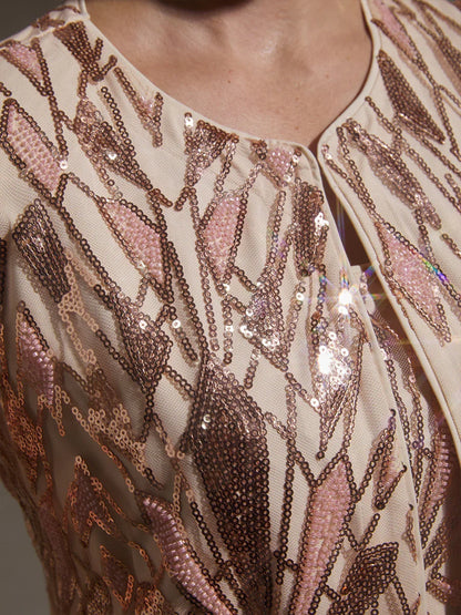 Sequin Beaded Mock Twinset Top