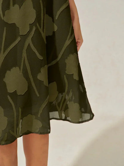 Floral Sheer Chiffon Knee-Length A Line Dress