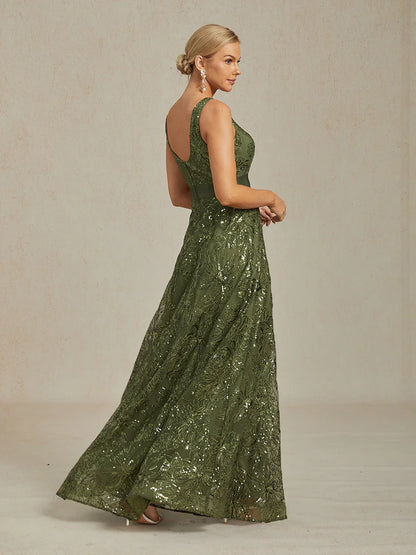 Robe trapèze en dentelle rosette ornée de paillettes