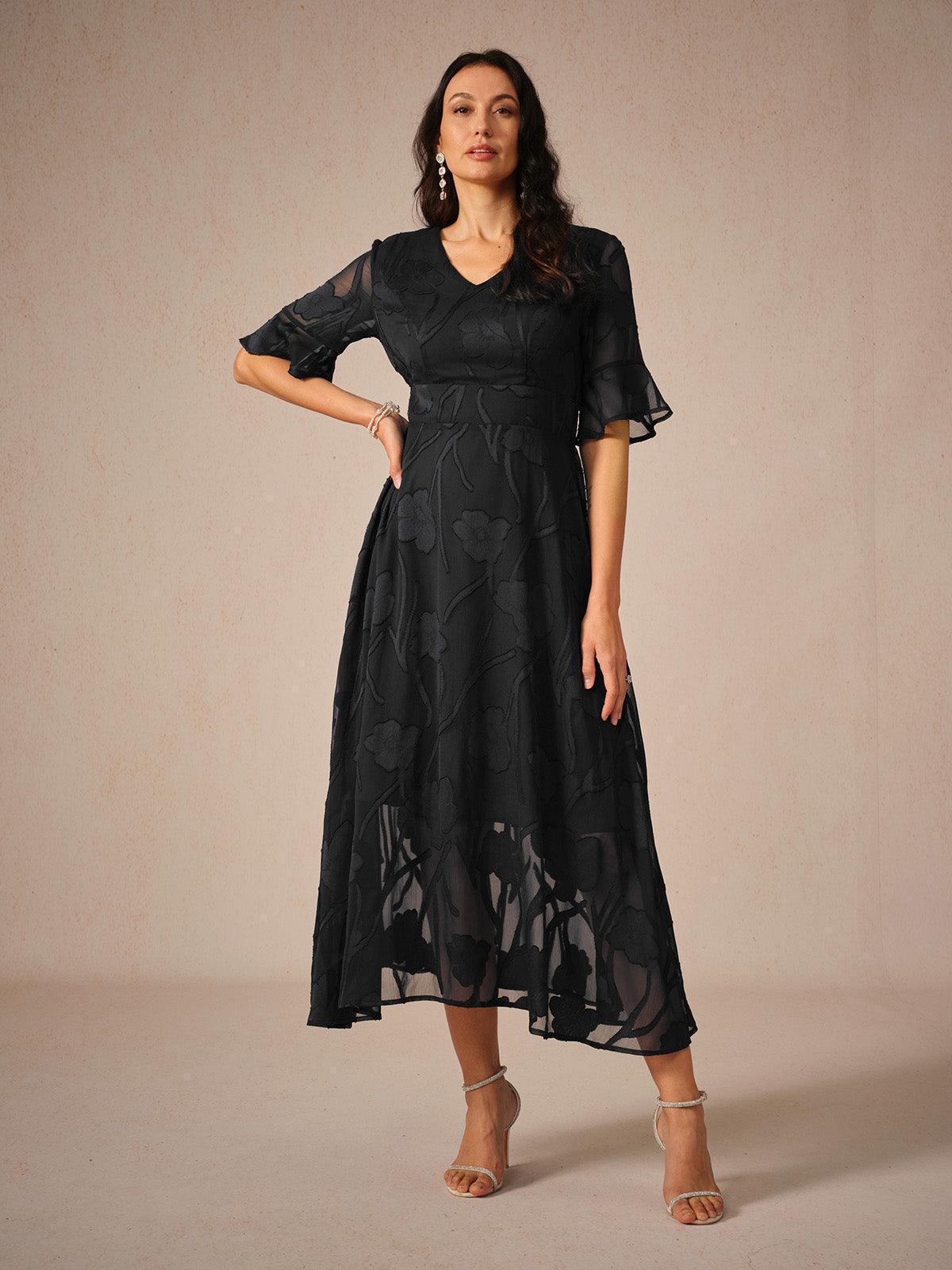 Ruffle Flutter Lace Maxi Dress