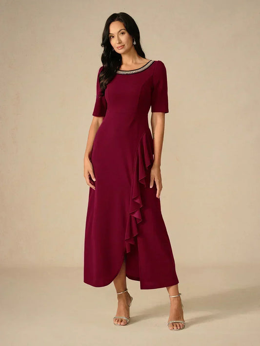 Robe longue élégante à volants