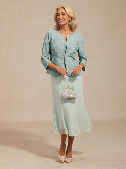 Knit Floral Embellished Jacket Dress