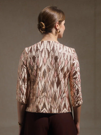 Sequin Beaded Mock Twinset Top