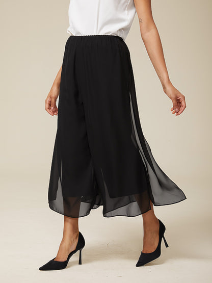 Schlichte Hose mit weitem Bein und hoher Taille