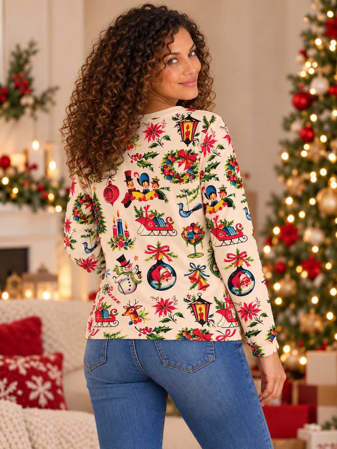 Christmas Graphic V-Neck Tee