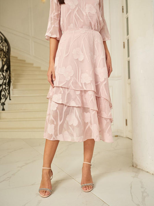 Floral Chiffon Midi Skirt