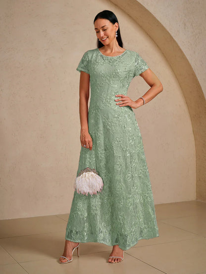 Robe trapèze en dentelle rosette ornée de paillettes