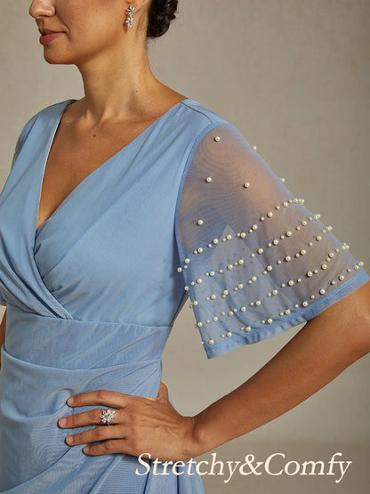 Robe trapèze en dentelle rosette ornée de paillettes