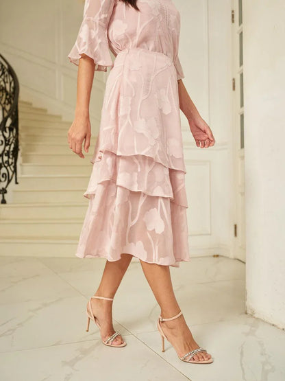 Chiffon-Midirock mit Blumenmuster