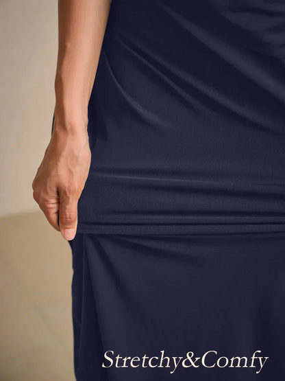 Vestido línea A con encaje roseta y adornos de lentejuelas