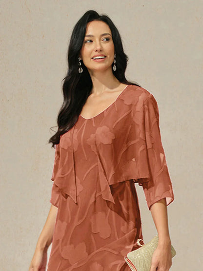 Floral Sheer Chiffon 3/4 Sleeve Shrug