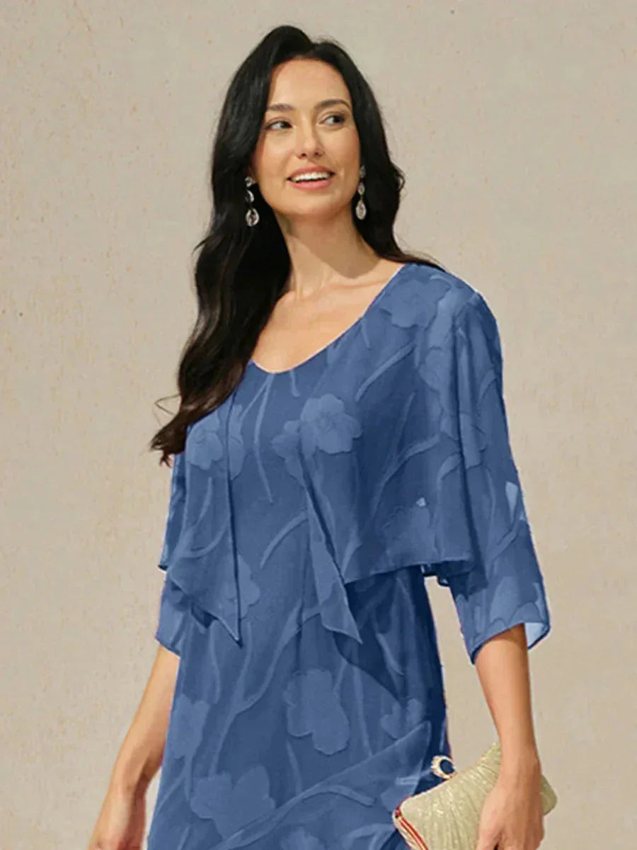 花卉透紗七分袖披肩