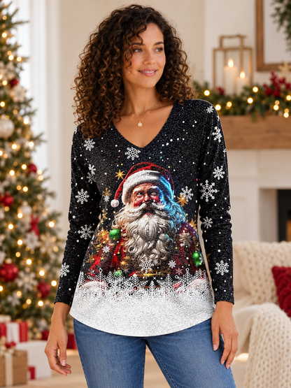 Christmas Graphic V-Neck Tee
