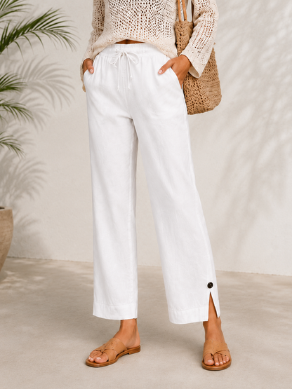 Cotton Linen Pocket Casual Pants