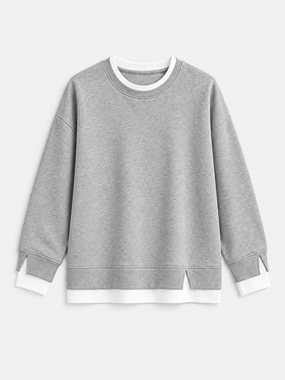 Cotton Textured Patchwork Sweatshirt