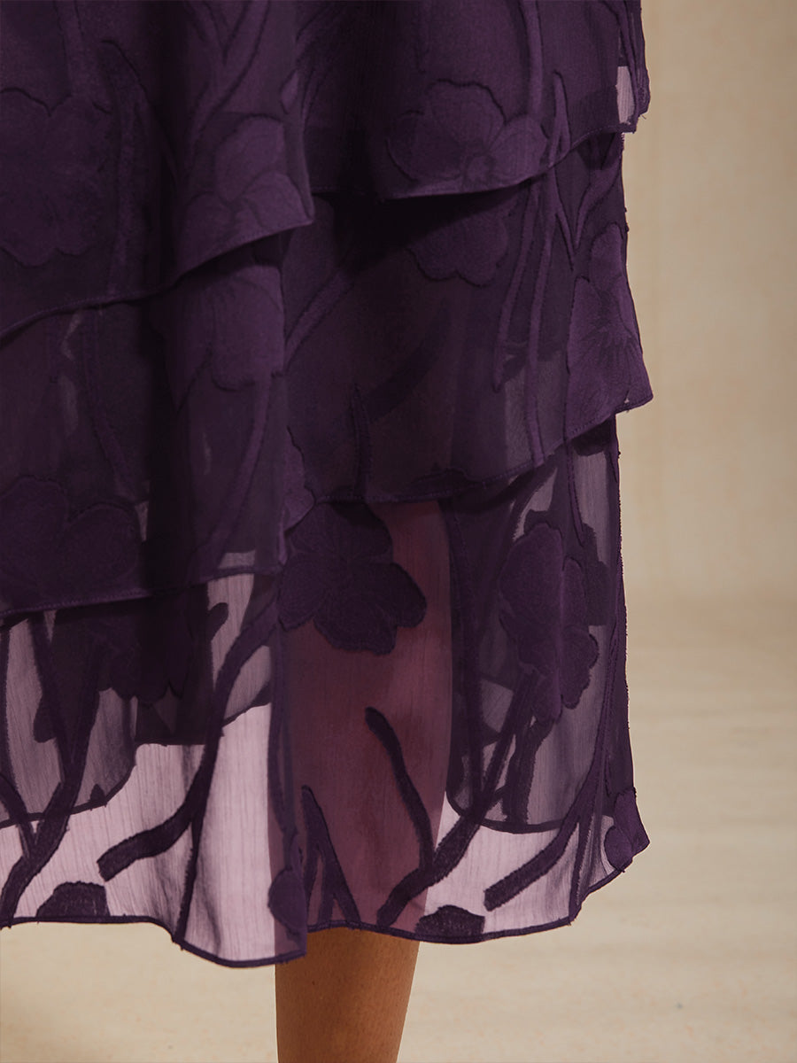 Chiffon-Midirock mit Blumenmuster