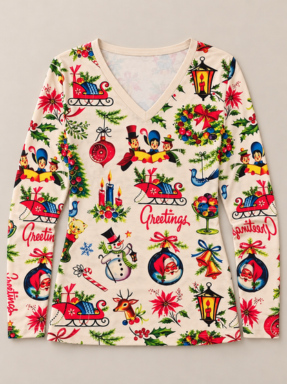 Christmas Graphic V-Neck Tee