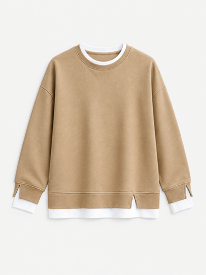 Cotton Textured Patchwork Sweatshirt