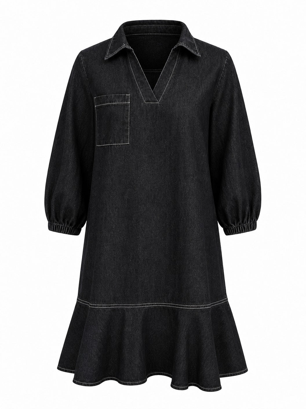 Knee-Length Denim Dress