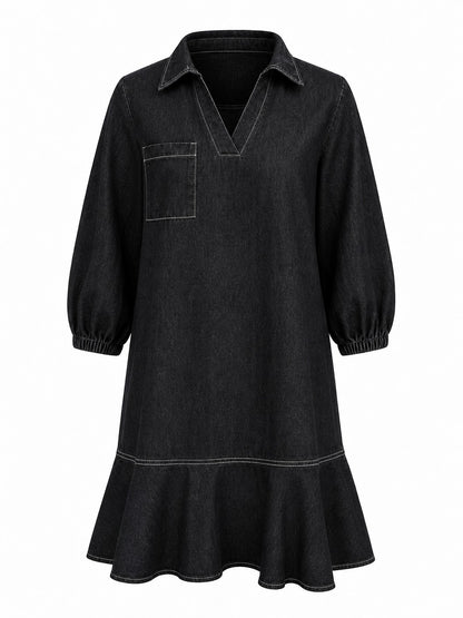 Knee-Length Denim Dress