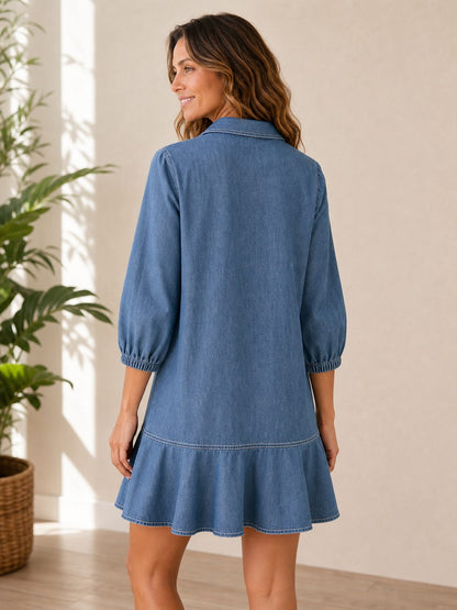 Knee-Length Denim Dress