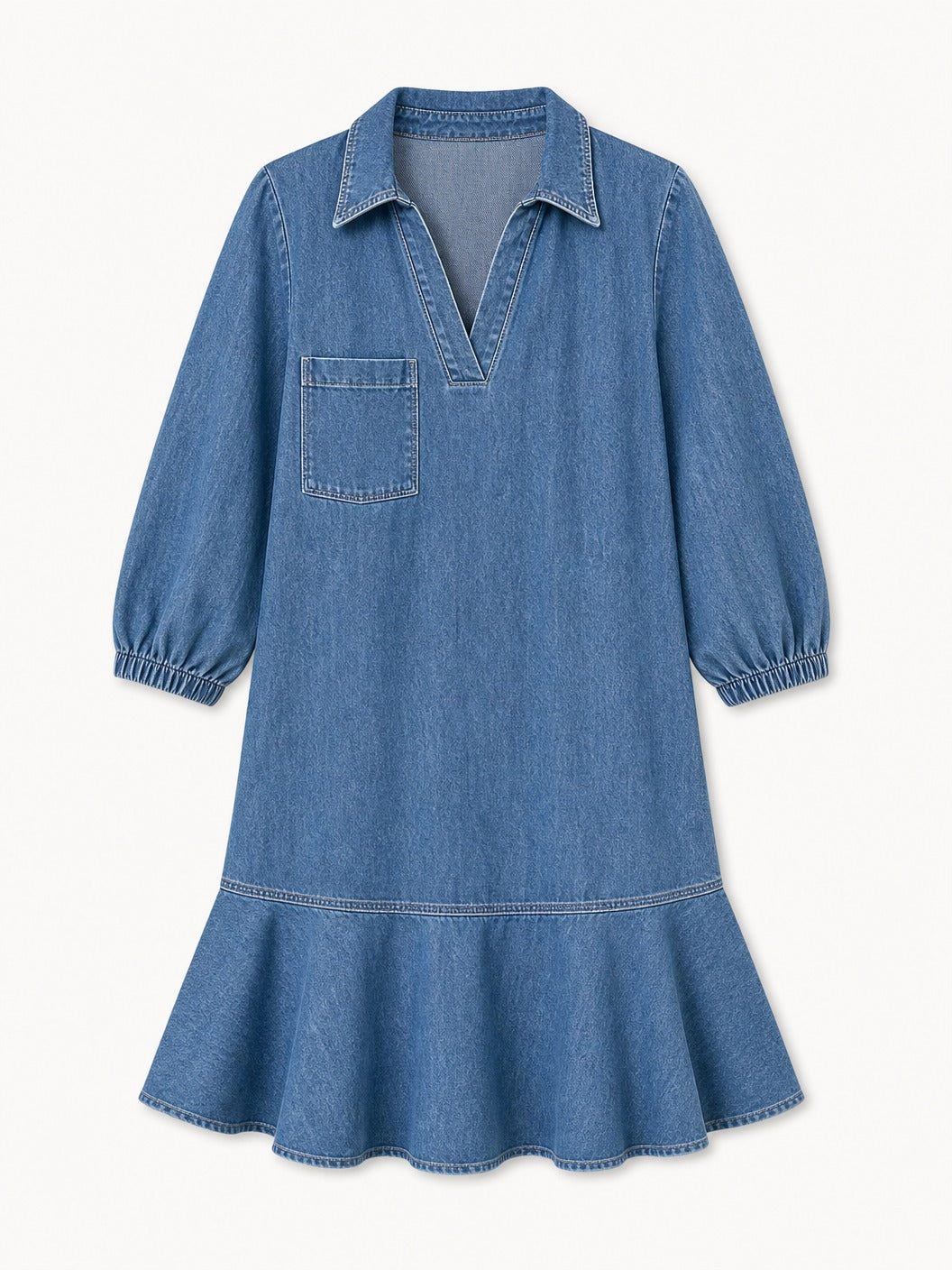 Knee-Length Denim Dress