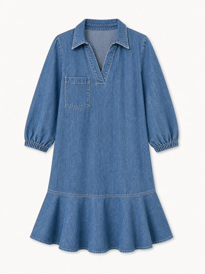 Knee-Length Denim Dress