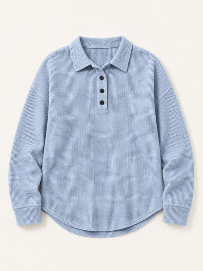 Washed Cotton Waffle Blouse
