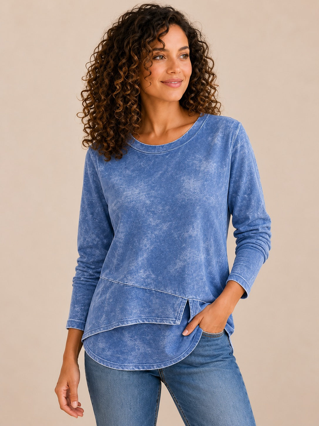 100% Washed Cotton Layered Top