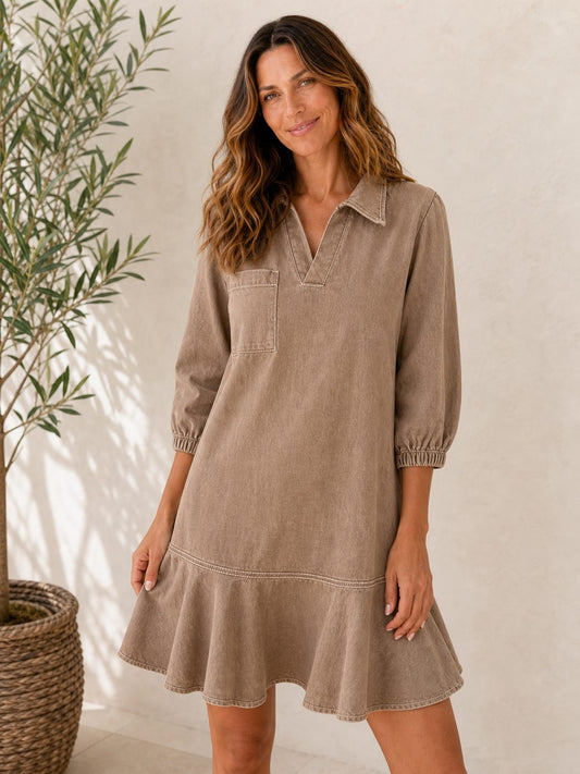 Knee-Length Denim Dress