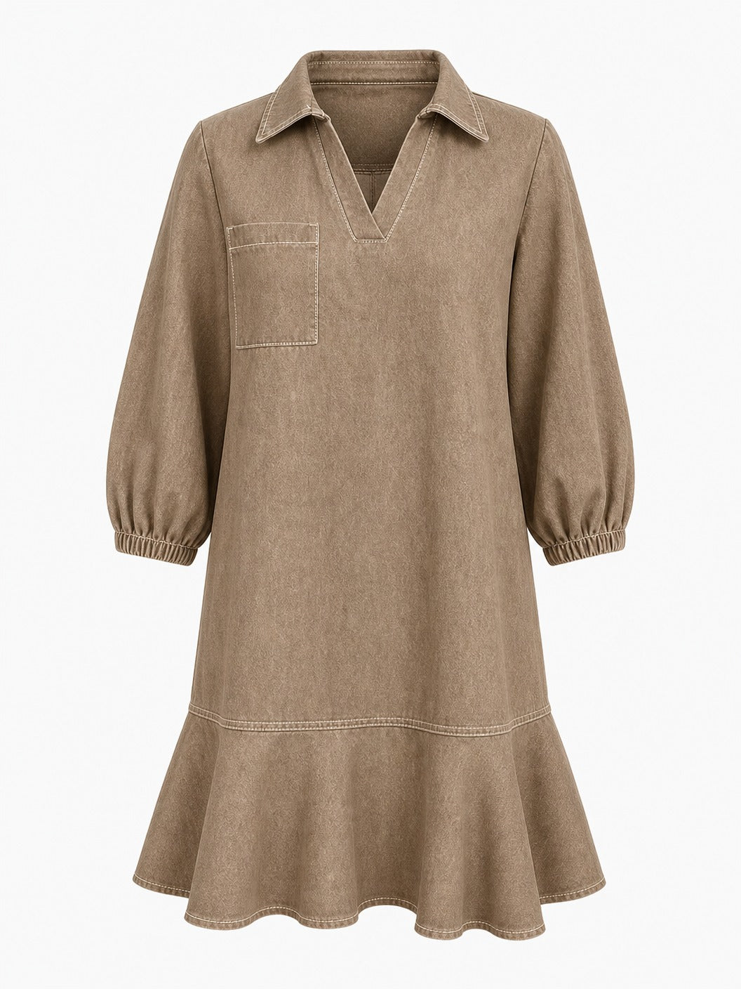Knee-Length Denim Dress