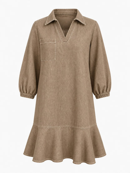 Knee-Length Denim Dress