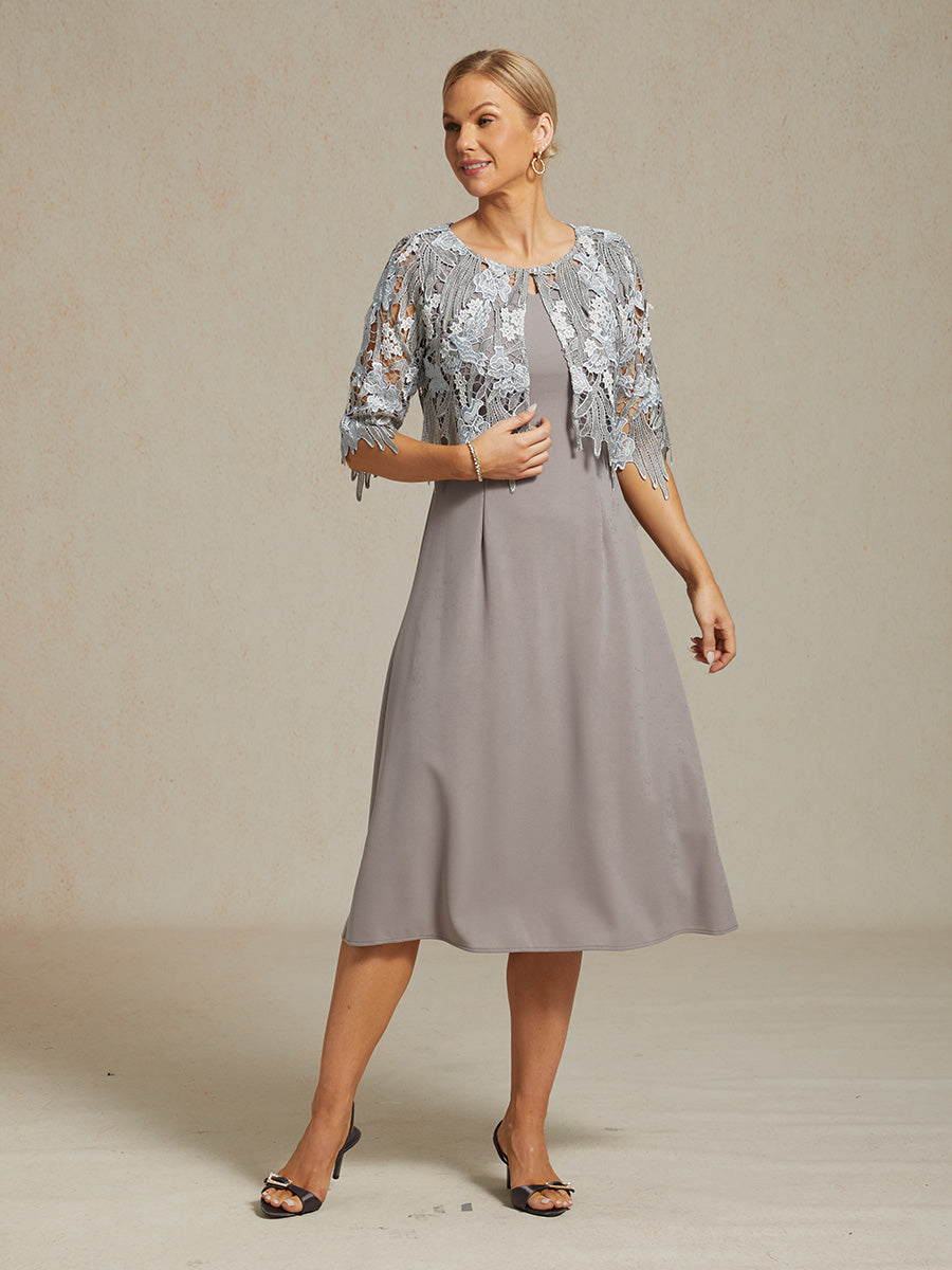 Chic Embroidered Lace Jacket with Rhinestone Button