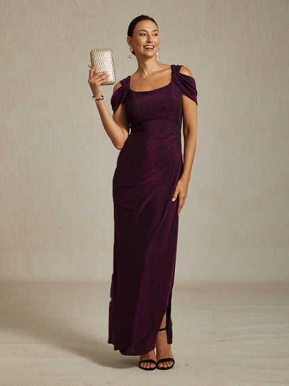 Cold Shoulder Glitter Metallic Knit Dress