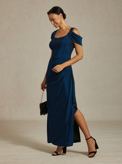 Cold Shoulder Glitter Metallic Knit Dress